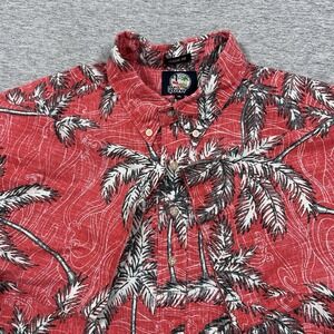 Reyn Spooner Hawaiian Shirt Mens XL Red Classic Palm Popover Tropical Vacation
